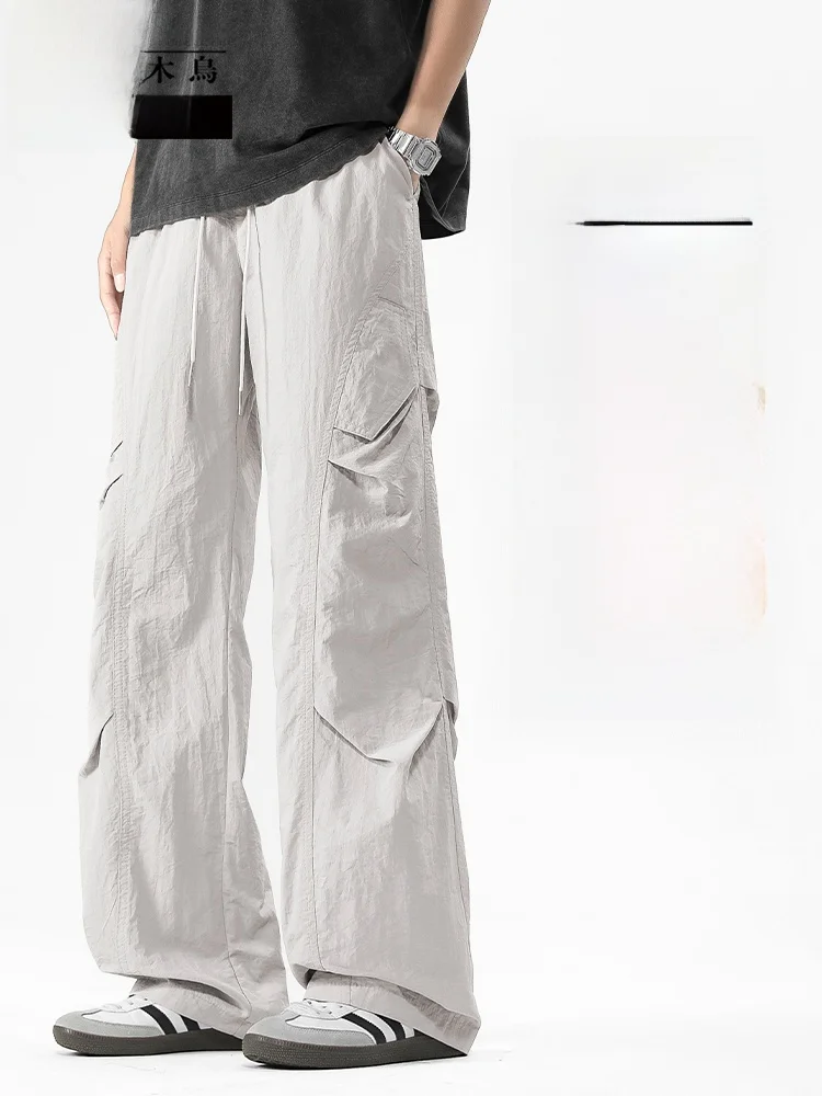 

Американские повседневные брюки из ледяного шелка, мужская рабочая одежда, свободные прямые брюки, новые летние дышащие длинные брюки Sle TUCANO