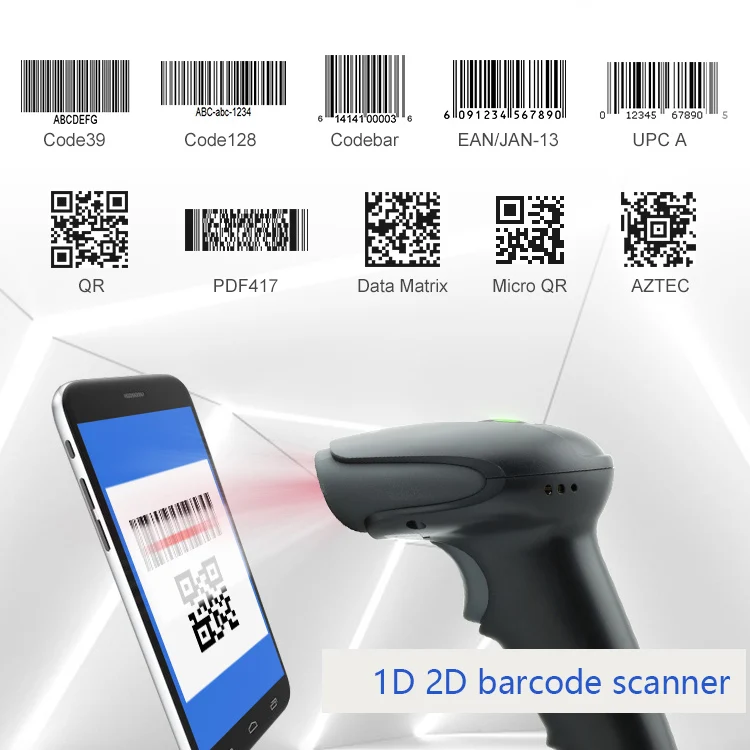 GTCODESTAR handheld wired barcode scanner 1D 2D barcode scanner 2.4G wireless barcode scanner USB QR barcode scanner logistics b