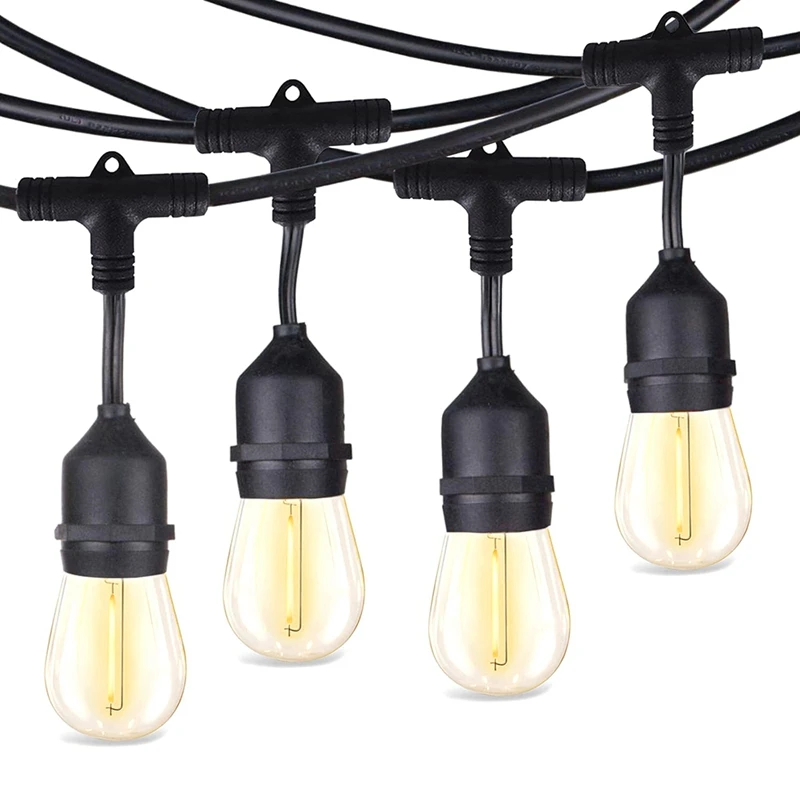 

Outdoor String Lights LED Patio String Lights With Shatterproof Plastic Bulbs For Gazebo Pergola Bistro Lights -US Plug