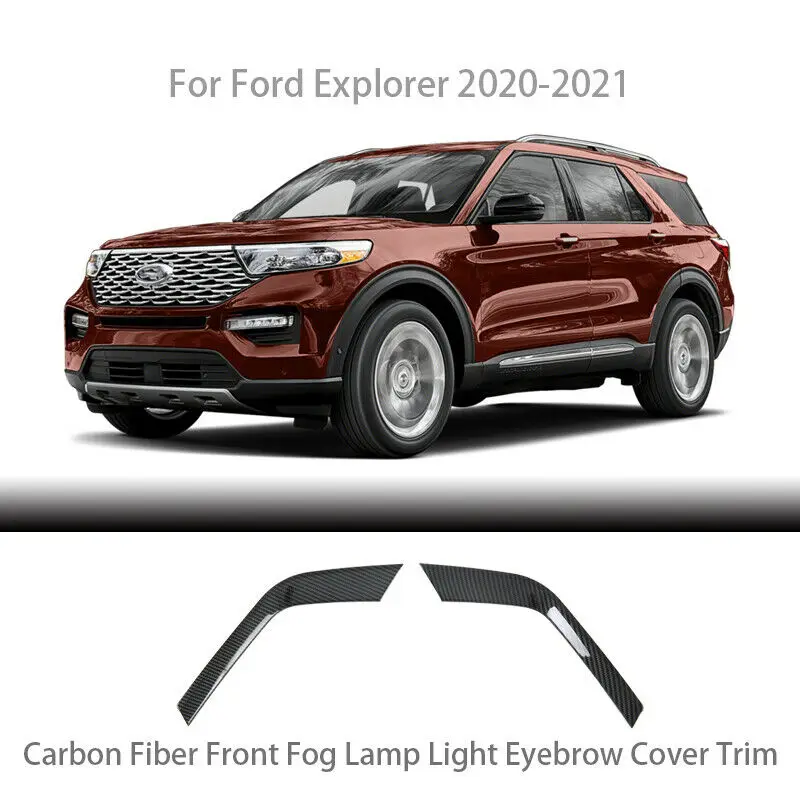 

2PCS Carbon Fiber Front Fog Lamp Light Eyebrow Cover Trim Fit For 2020-2021 Ford Explorer Car Exterior Decorative Covers Parts