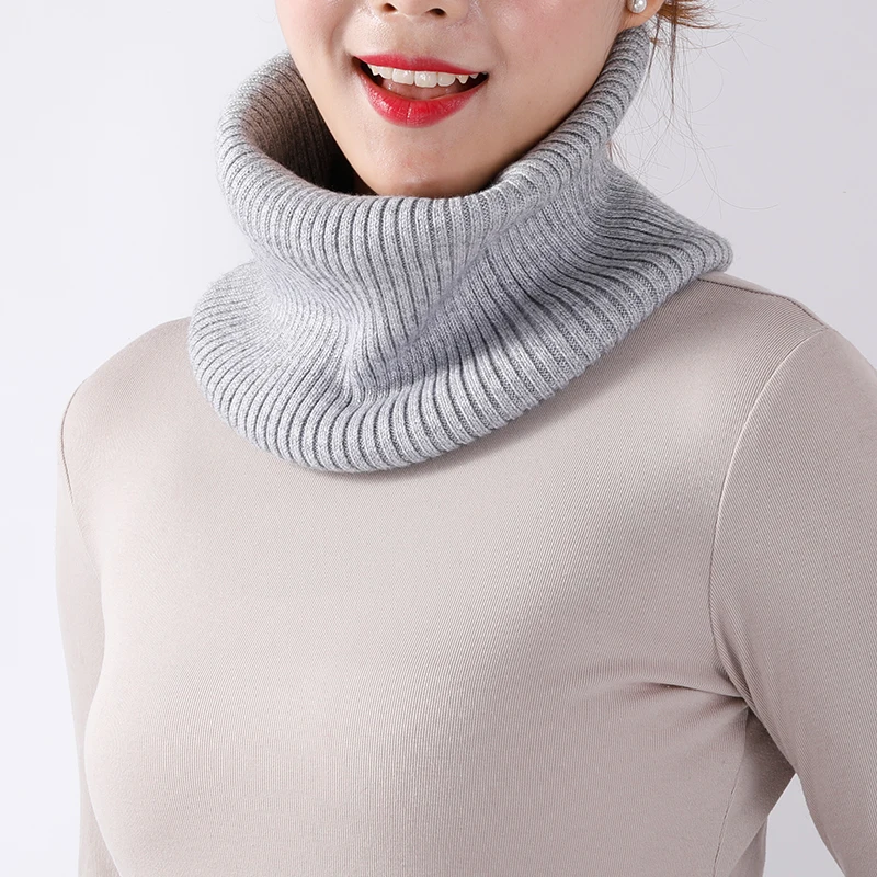 Women\'s Wool Knitted Neckerchief Winter Cashmere Soft Warm Ring Scarf Neck Warmer Multifunctional Headband Turtleneck FakeCollar