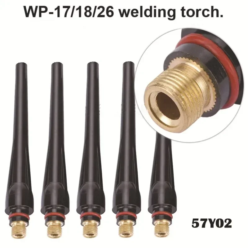 Soldadura Tig 57y02, 5 Piezas/10 Piezas, Tapa Trasera Larga Para Soplete De Soldadura Tig Wp 17 18 26 Series, Consumibles Tig,