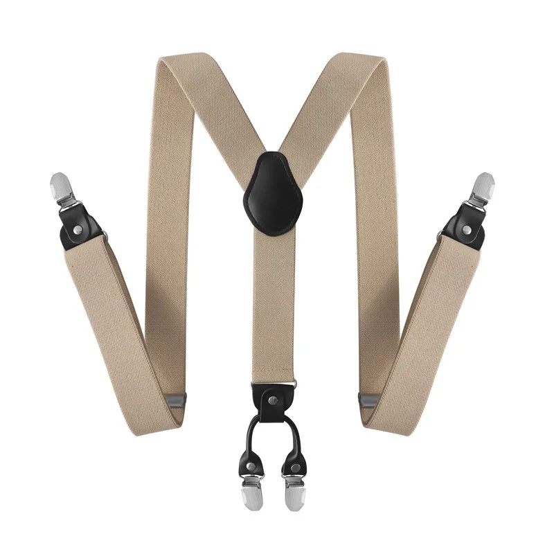 3.5*120cm Man's Suspenders PU Leather Casual Straps Y-back Shape Men's Trousers Suspensorio Elastic Clips-on 4 Clips Suspender