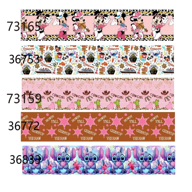 

5Yards Cowgirl Minnie Stitch Grosgrain Ribbon 3inch 75mm for Hairbows DIY Craft Materials Accessories