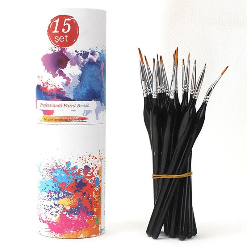 15 Fine-Pointed Detail Brushes Nail Art Brush Set Suitable For Scale Model Painting And Line Drawing