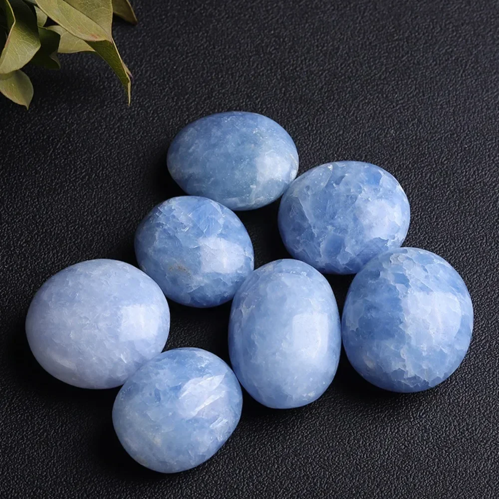 Natural Blue Celestite Palm Stones Reiki Healing Gemstone Worry Crystal for Meditation Balancing Home Collection Decor