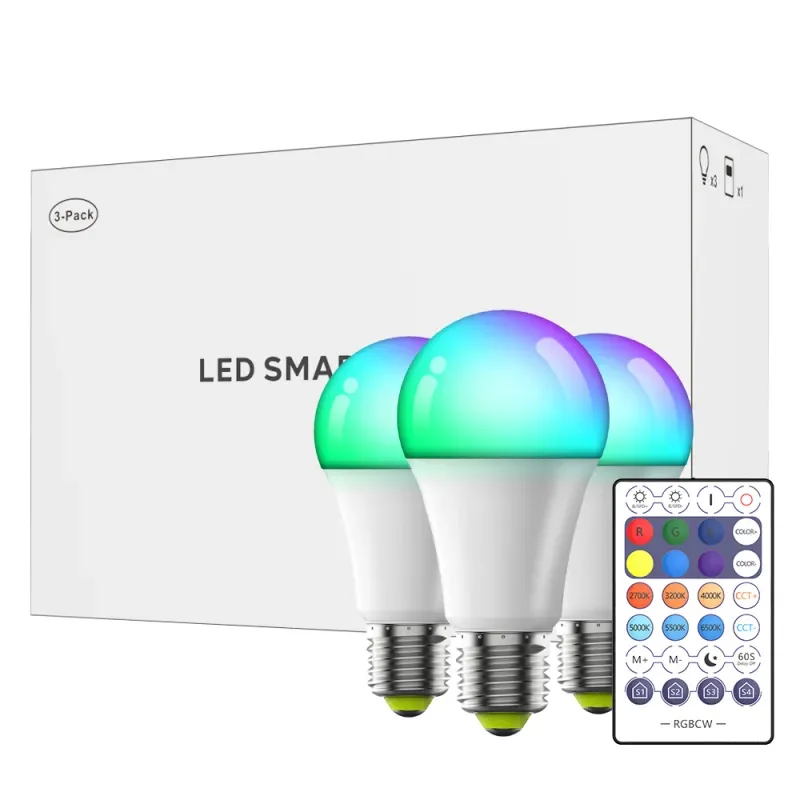 Bright Remote Controlled Smart Bulb Light, 4 RGB Colorful Dimmable Lamp, Timer Function, Compatible with Wi-Fi, 2.4G