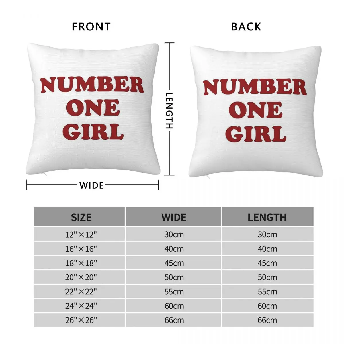 Rosﾩ Number One Girl Square Pillowcase Polyester Linen Velvet Printed Zip Decorative Throw Pillow Case Home Cushion Cover