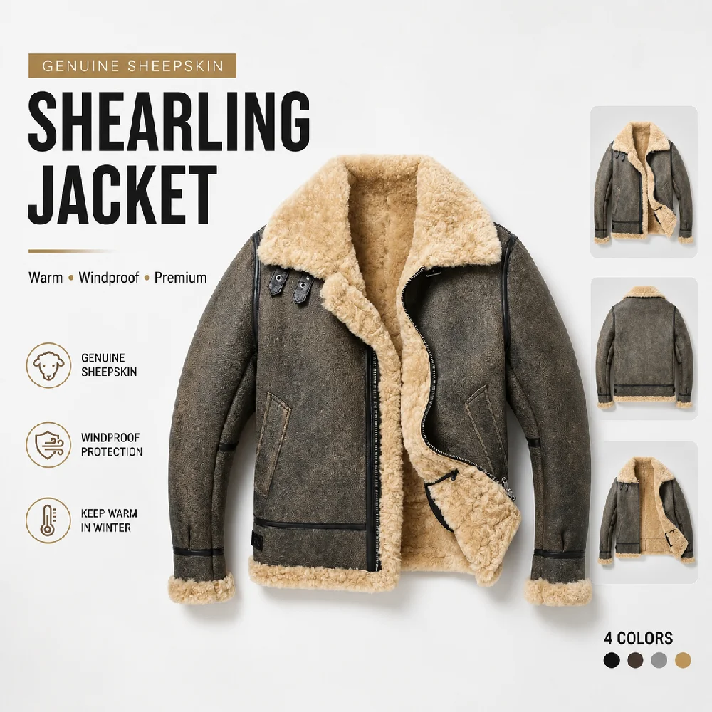 2026 New Thick Sheep Wool Original Ecological Fur One Leather Fur Jacket Male  Warm Genuine Sheepskin Coats Flight Jackets