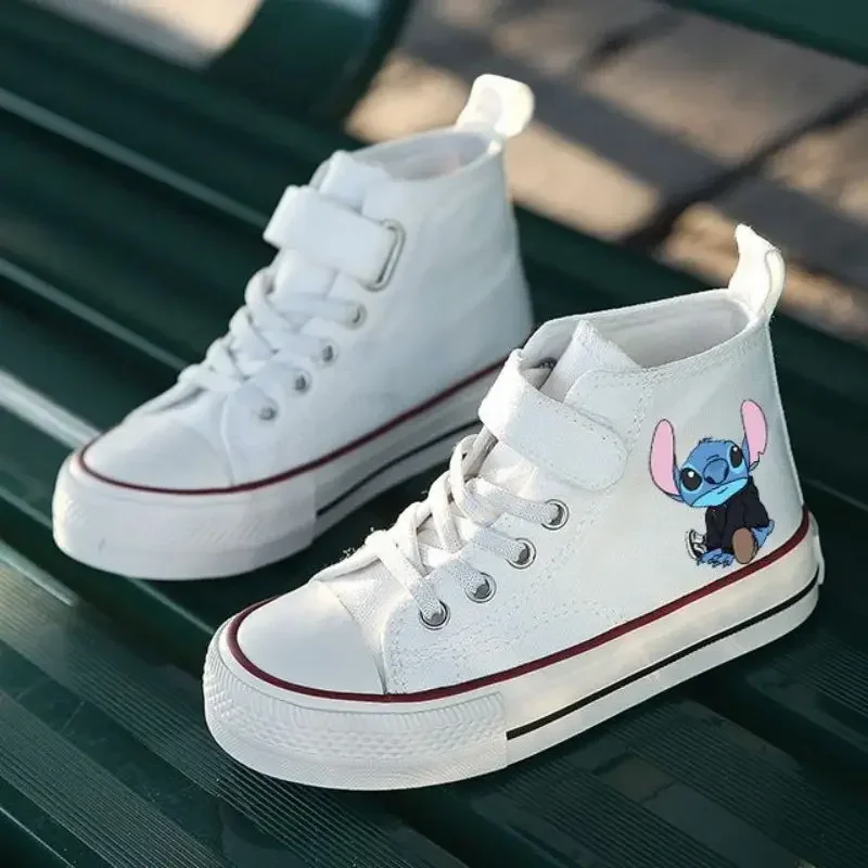 Zapatos cómodos informales de dibujos animados para niña, zapatillas deportivas de alta calidad Lilo Stitch para niños, zapatos de lona con estampado de Disney para niños, zapatillas de tenis para niños love