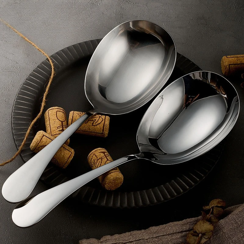 316 Stainless steel short handle soup flour thickened large head spoon household public spoon serving spoon