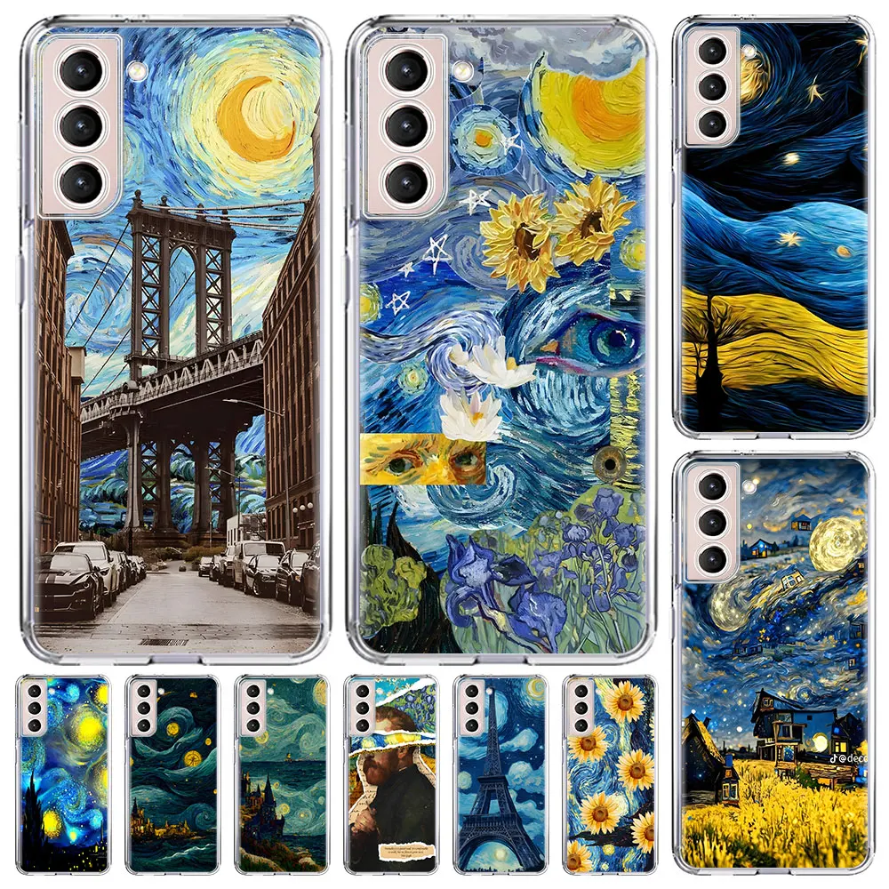 Starry Night Van Gogh Draw Art Case for Samsung Galaxy S23 S20 S21 FE S22 S24 Ultra S8 S10 Lite S9 Plus S10e Clear Soft Funda