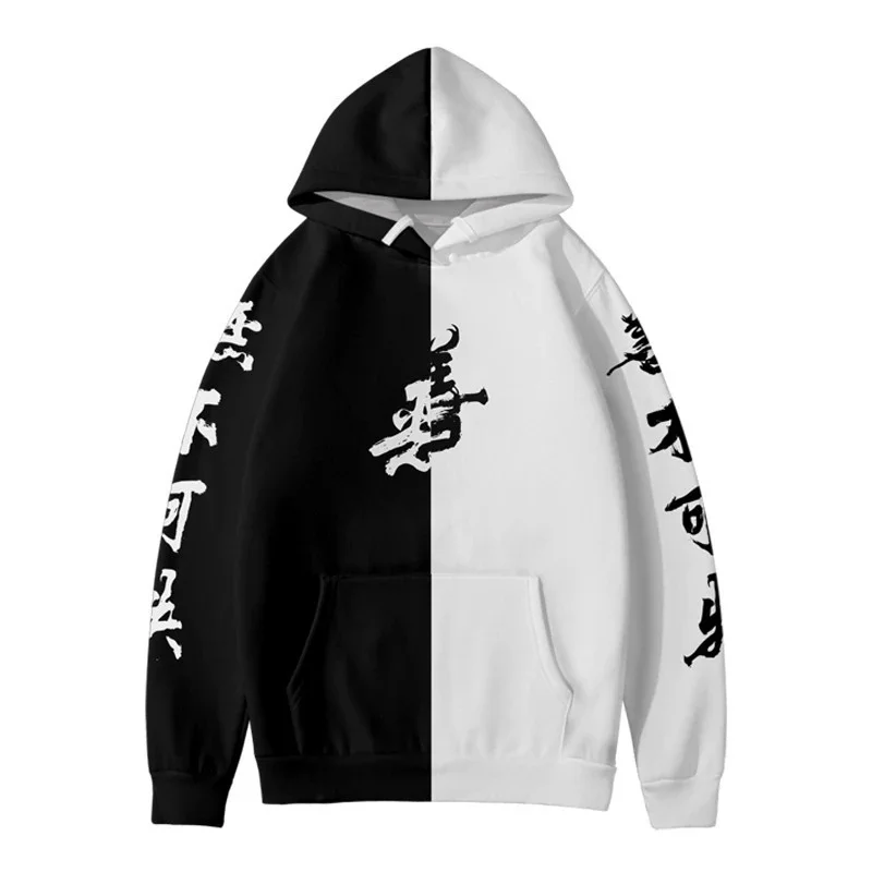 2022 New 3D Black and white good and evil Hoodies Men/women Cartoon Element Hoodie Casual Children Long Sleeve Pullover