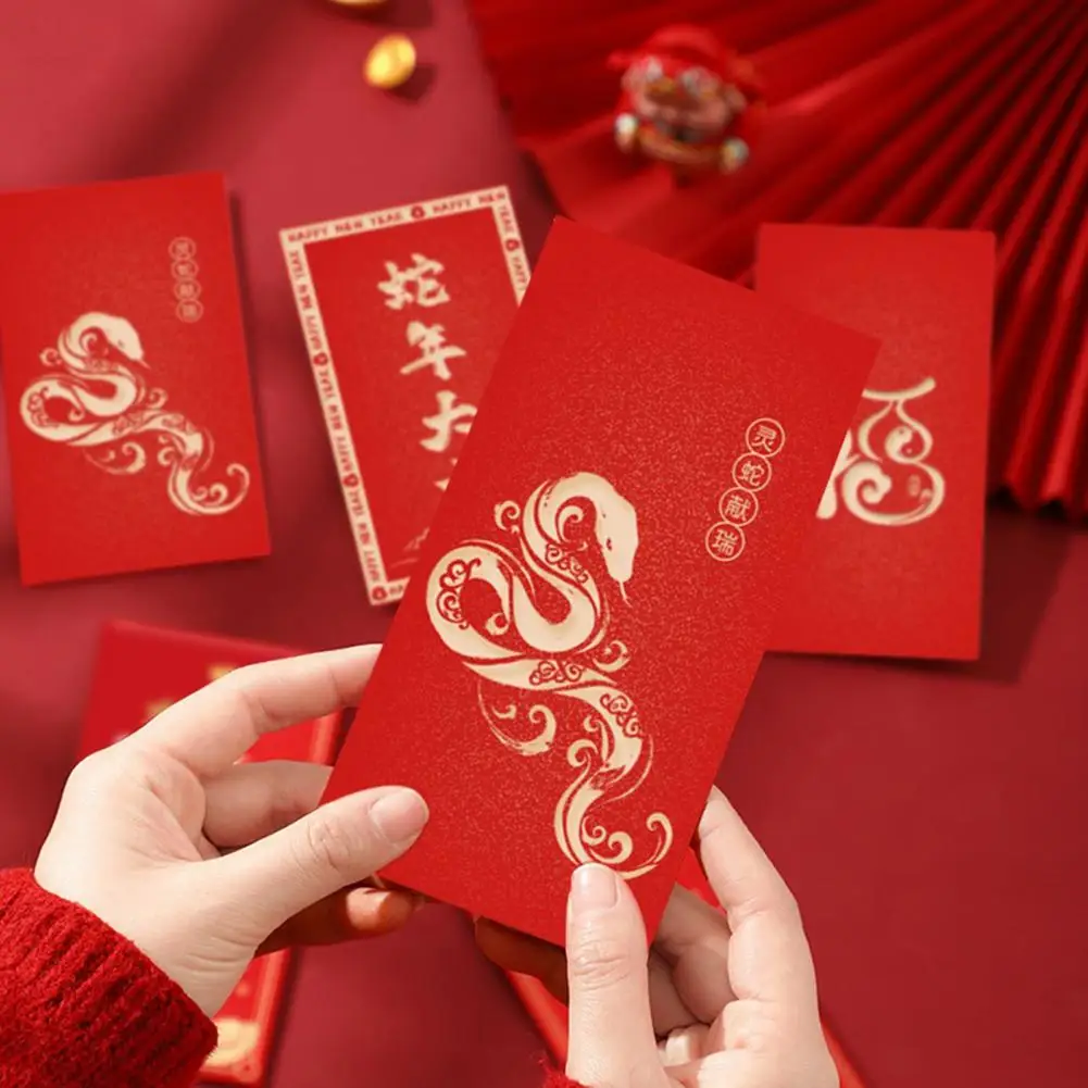 Enveloppes rouges du Nouvel An chinois, enveloppe du Nouvel An lunaire de la salle chinoise, enveloppe de bénédiction de l'argent porte-bonheur, 2025, 10 pièces