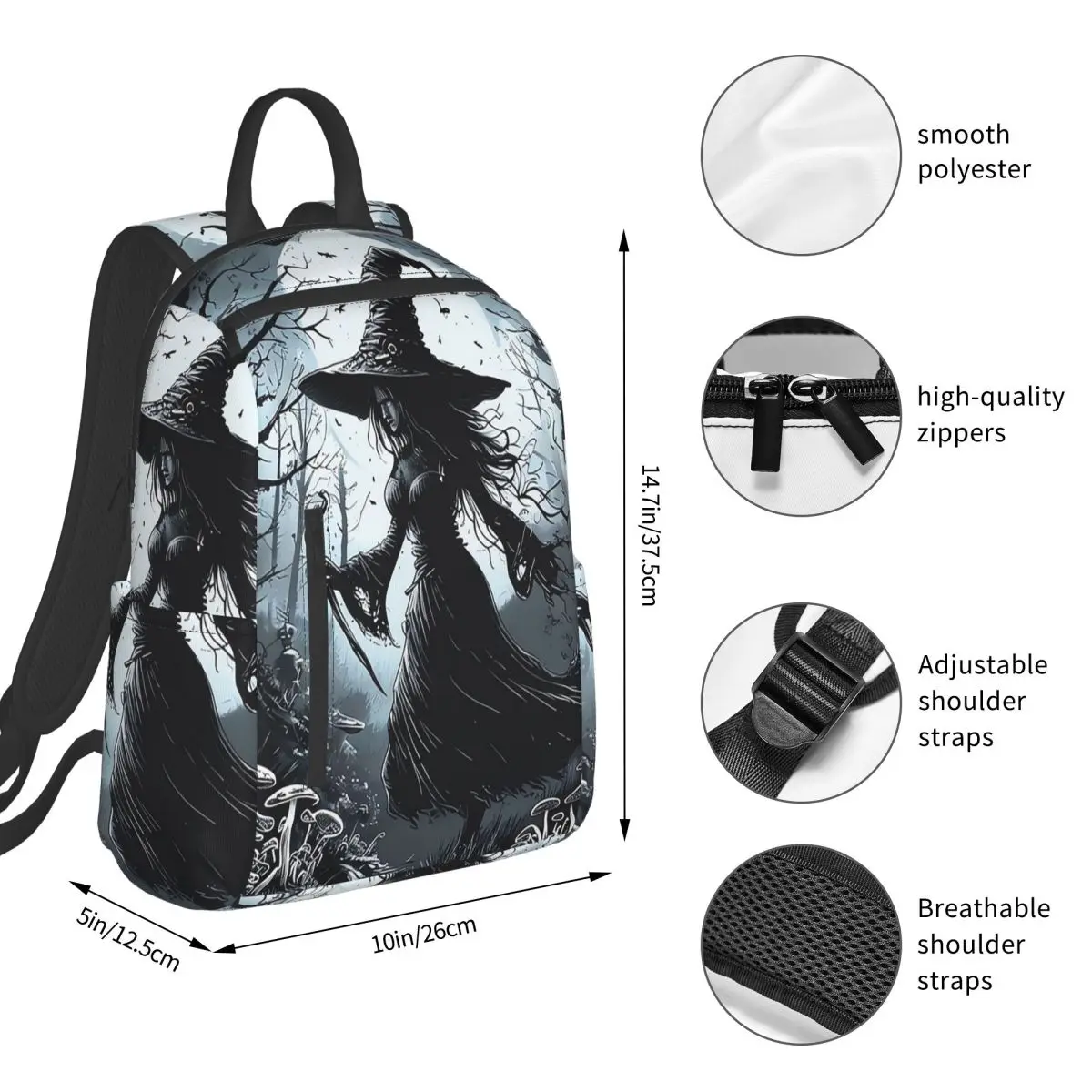 Enchanted Forest Witch Backpack Student BookBag Kids School Bag Computer Shoulder Bags Boys Girls