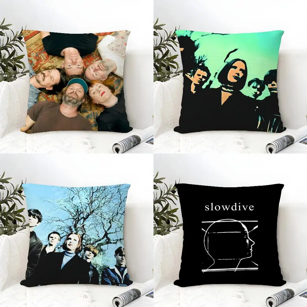 Noise Rock Band S-Slowdive Cushion Cover Eco Linen Pillow Case Double-Sided Print Breathable Durable Zipper Home Decor Gift