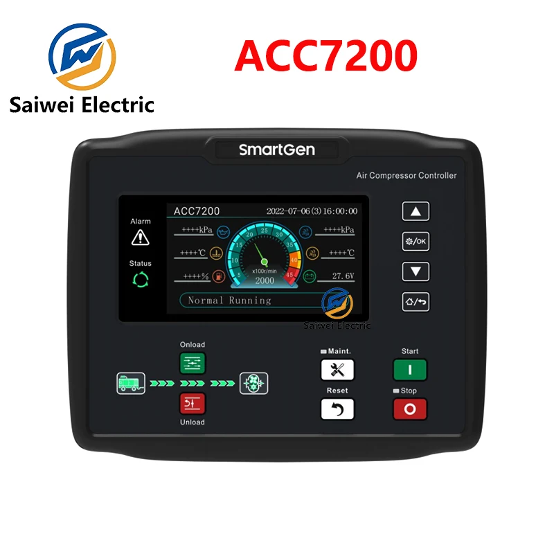 original Smartgen ACC7200 diesel engine drives air compressor controller 4.3-inch color screen+USB+RS485+CANBUS