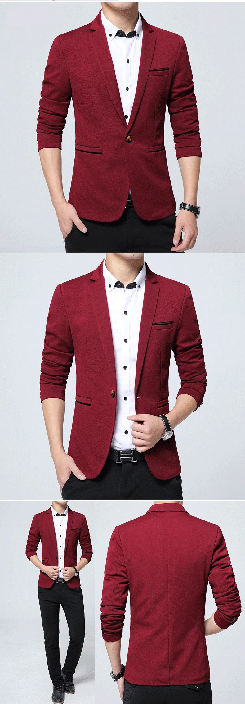 Männer Smart Casual Anzug Blazer Slim Fit Sport Mantel Mode Formale Kleid Bräutigam Ehe Anzug Mantel Frühling Herbst Outwear – Detail 3