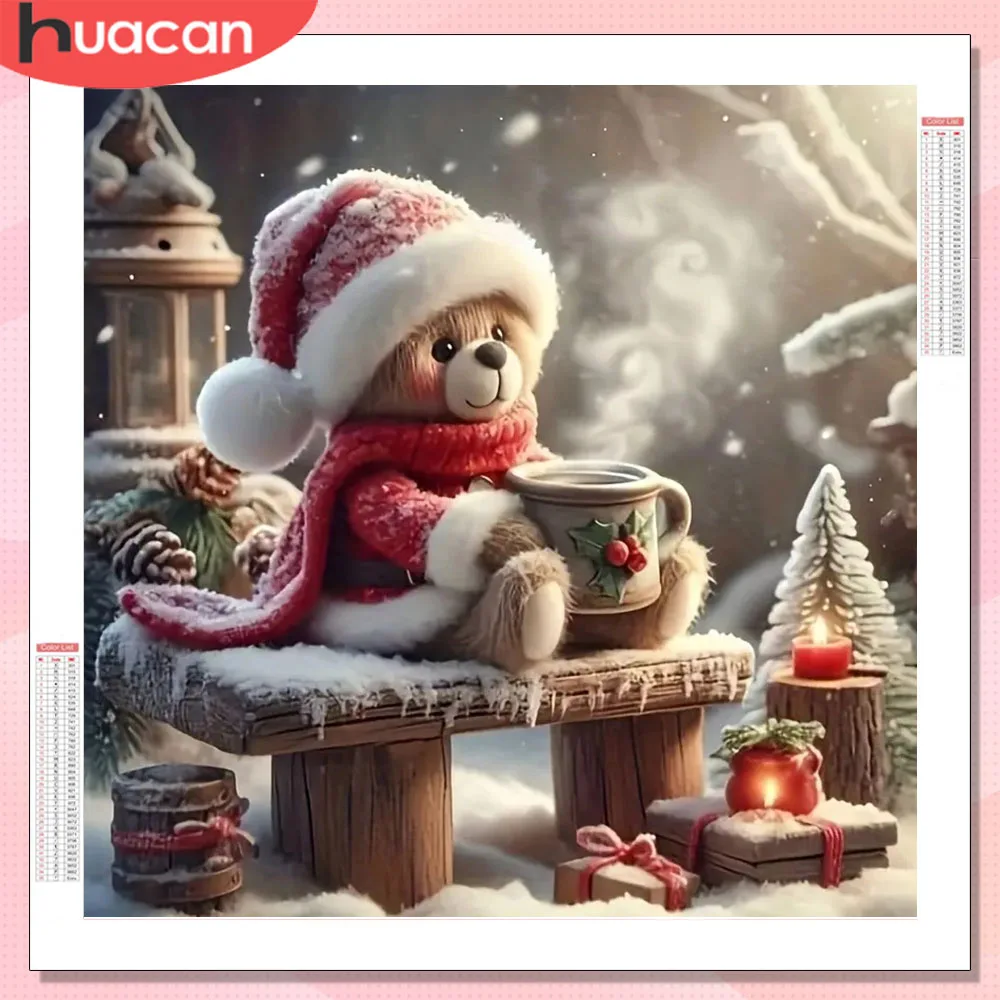 HUACAN 5D Diamant Malerei Bär Weihnachten Tier Strass Bilder Diamant Mosaik Tier Winter Home Decor Strass Geschenk