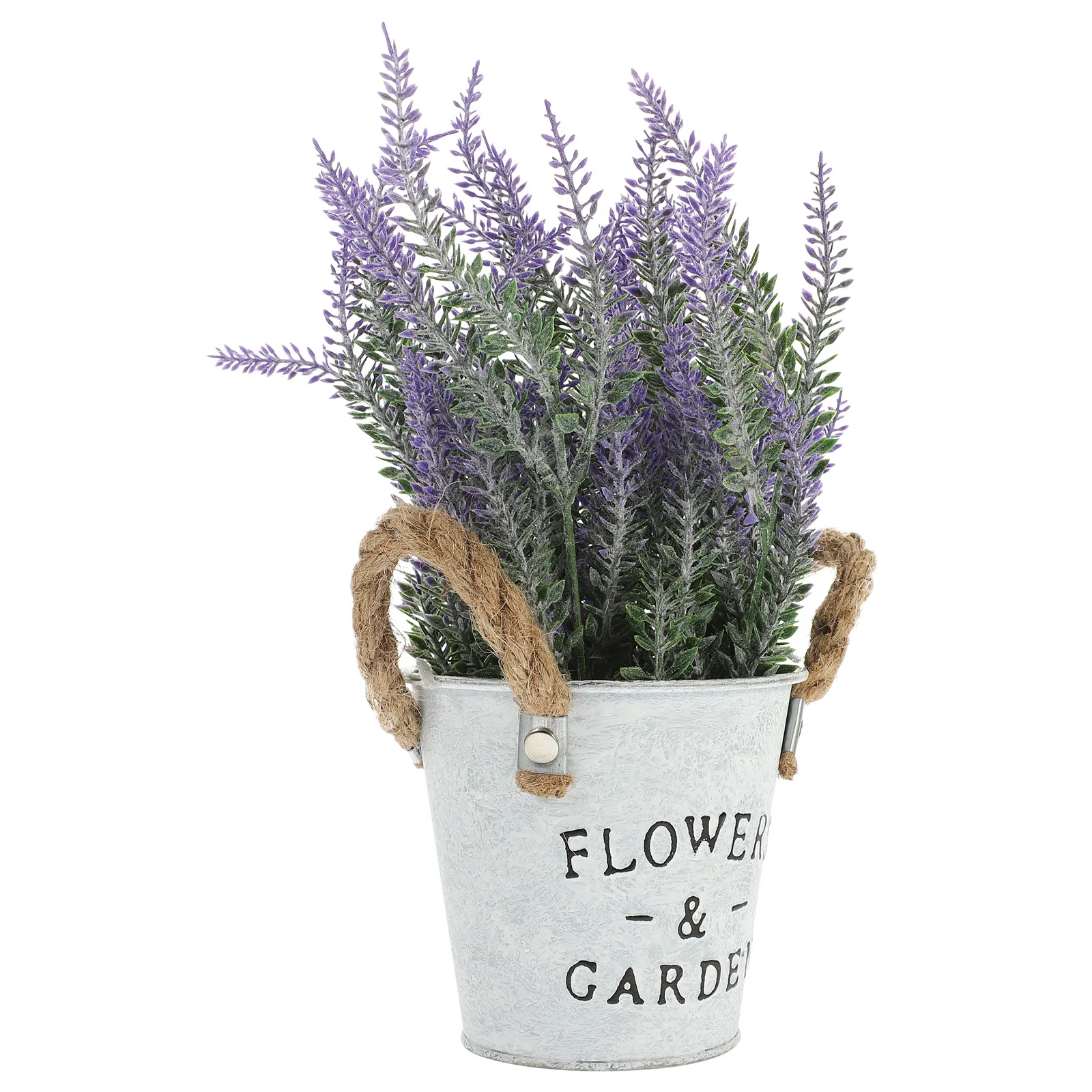 

Artificial Potted Lavender Bonsai Plastic Iron Plant Decor for Home Office Patio Faux Potted Plants Small Artificial Bonsai