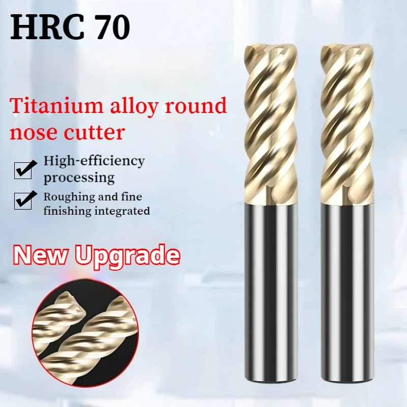 

4 Flutes Tungsten Carbide Bullnose End Mill HRC70 CNC R Cutter for Titanium Alloy Stainless Steel R0.5 R1 R2 R3