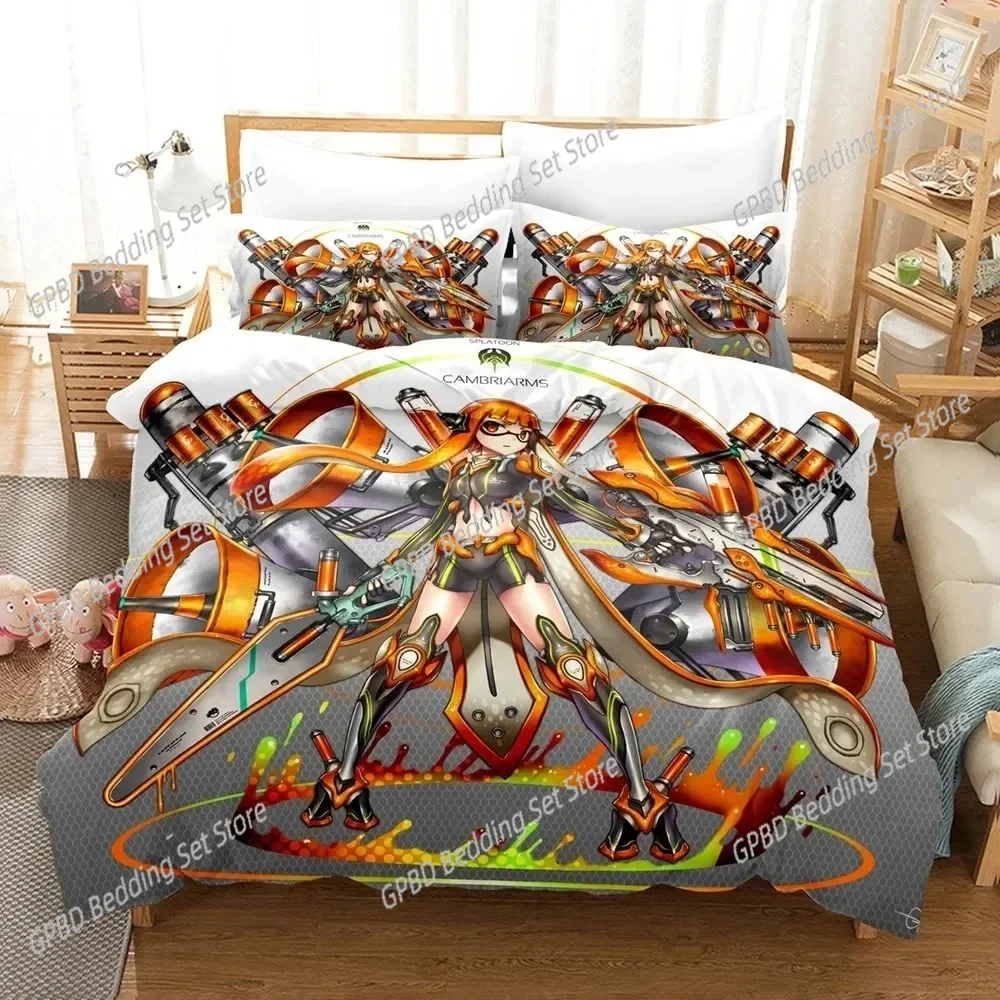 

3D Print Anime Game Splatoon Bedding Set Duvet Cover Bed Set Quilt Cover Pillowcase Comforter king Queen Size Boys Adult