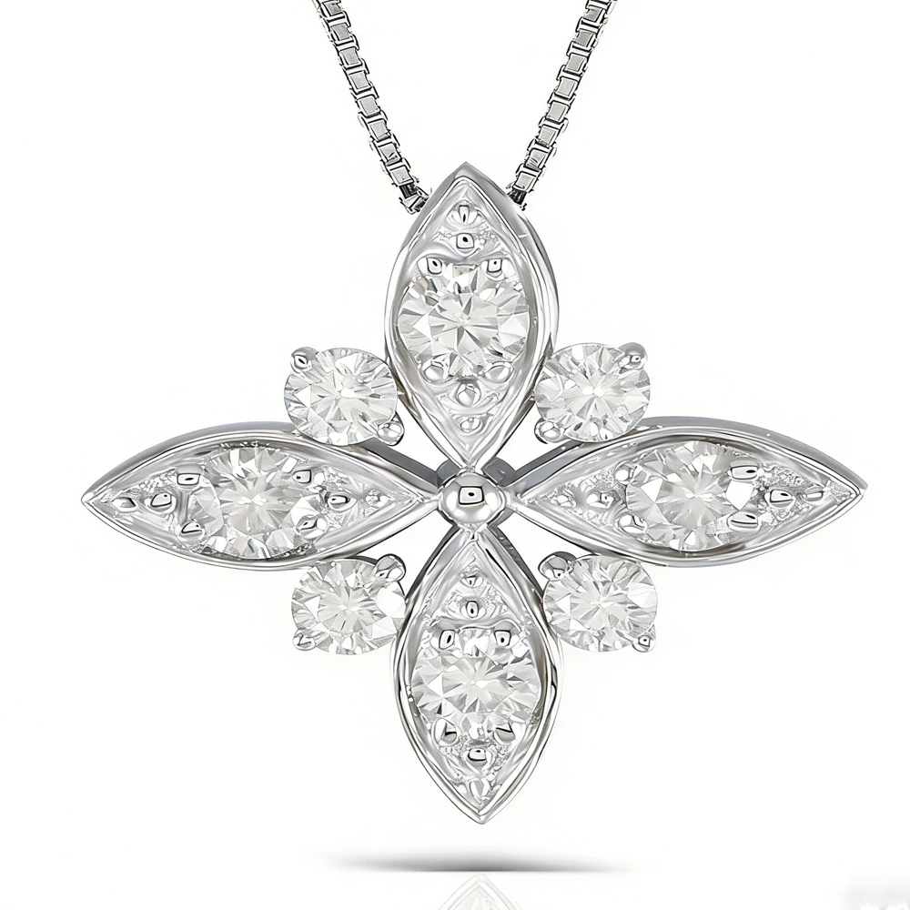 

Seasons of Shine 1.2CTW Brilliant Round Moissanite Pendant Necklace for Women Sterling Silver with a chain Birthday Womens Gift