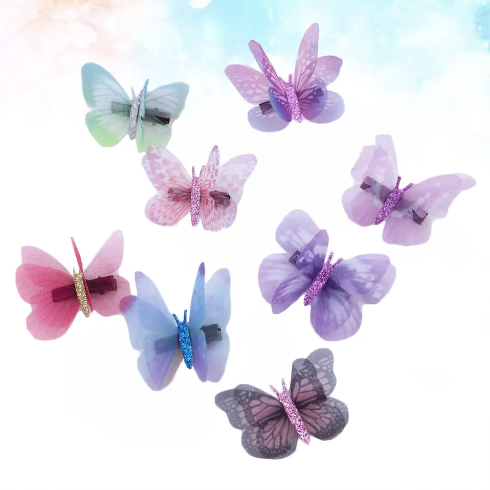 

16Pcs Colorful Tulle Butterfly Hair Clips Simulate 3D Design Delicate Hairpins Hair Accessories for Parties Weddings Gifts