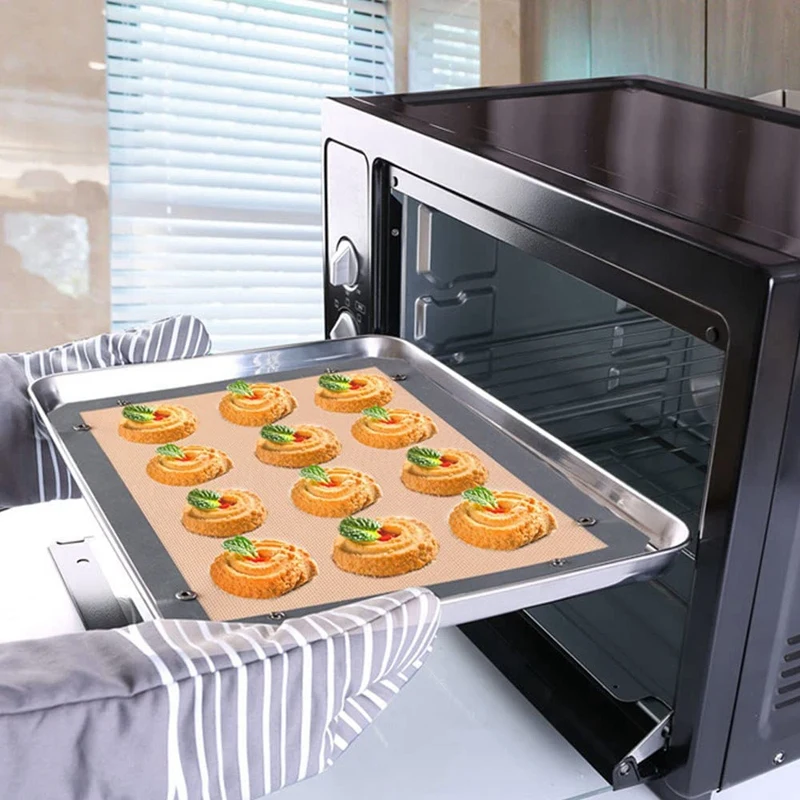 2PC Silicone Fiber Baking Mat With Buckle, No Leak & Non Stick, Corners Snap Together To Form Leakproof Baking Tray