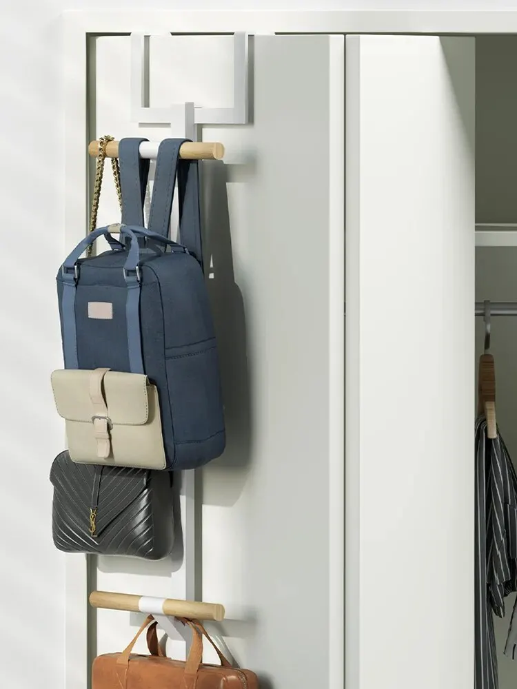 Shoulder Bag Hanger Behind Door Iron No Punching Backpack Rack Simple Door Coat Hook Wardrobe Door Package Sundry Storage Rack