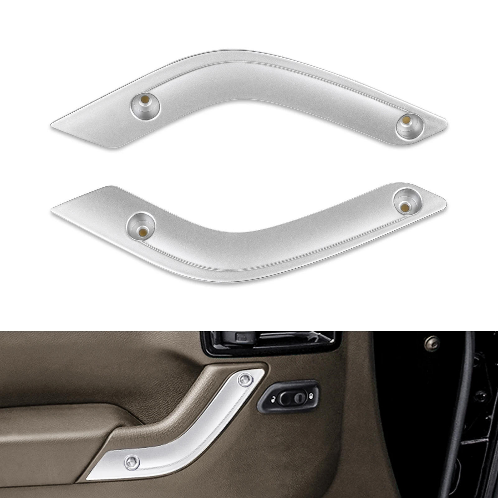 

1Pair/2 PCS Of Left And Right Car Interior Door Grab Handle Inserts Covers Trim For Jeep Wrangler JK 2011-2018 1RC72JAHAD