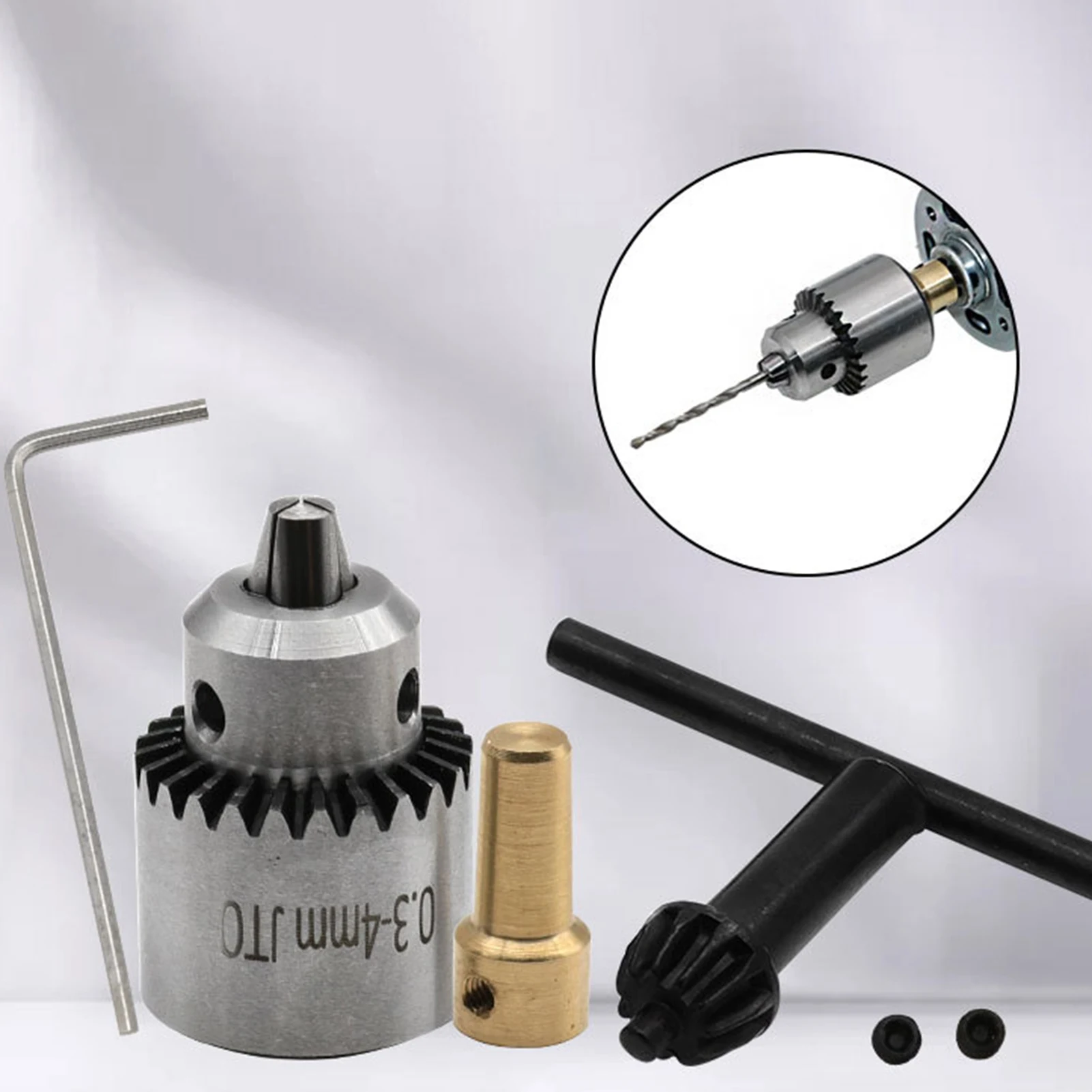 

4-Piece Set Keyless Drill Chuck Mini Clamping Range 0.3-4mm Drill Chuck Keyless Drill Chuck Set for Rotary Tools