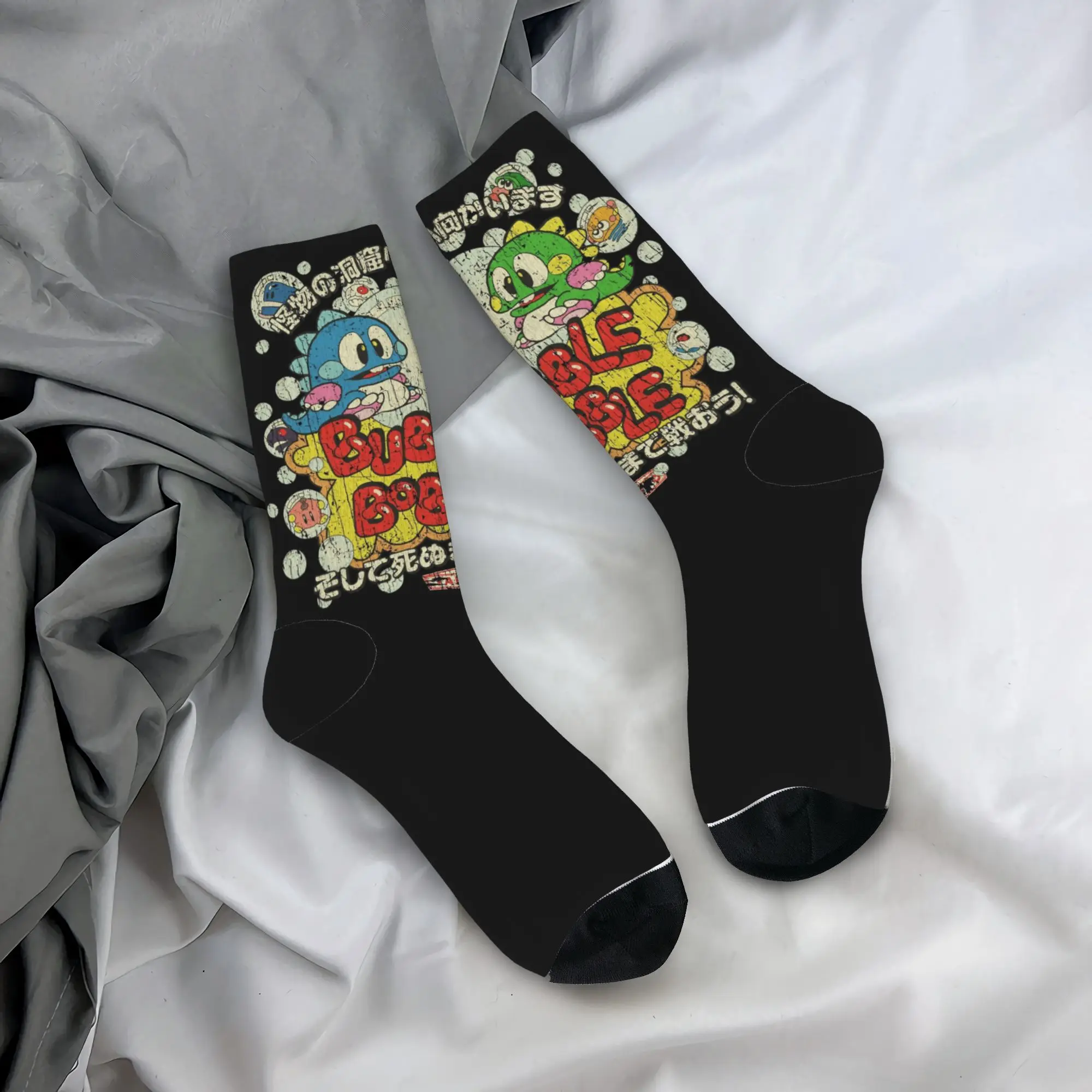

Retro Bubble Bobble 1986 Basketball Socks Polyester Middle Tube Socks for Unisex Sweat Absorbing