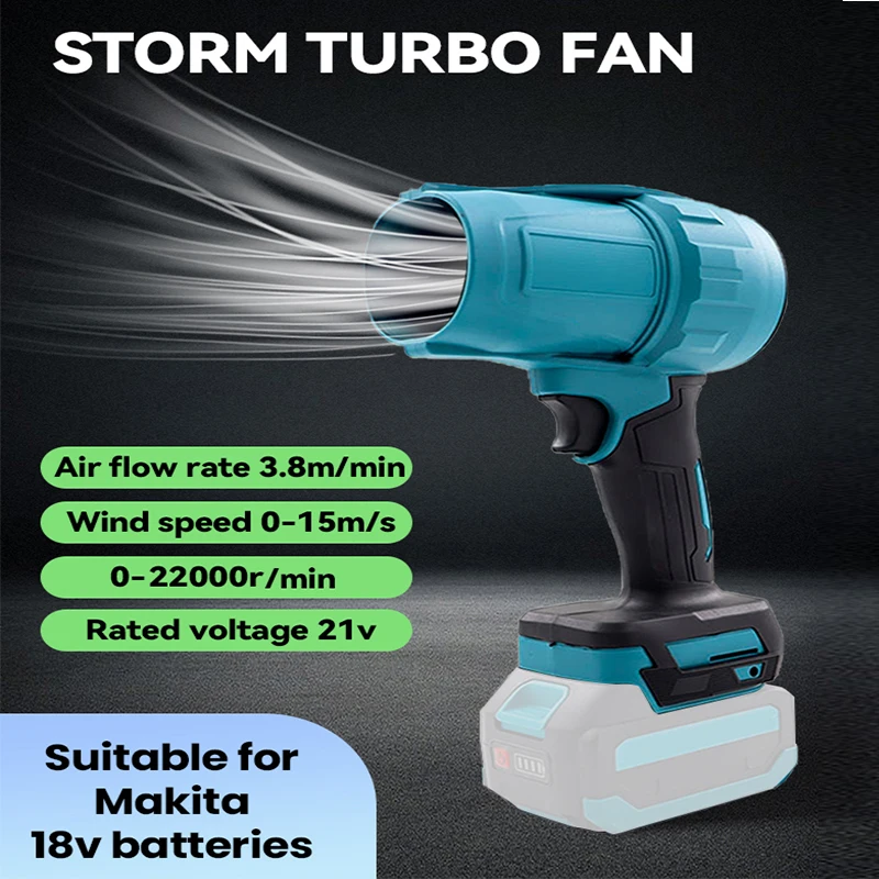 Imagem -02 - Handheld Car Cleaning Turbine Ventilador para Limpeza Pistola de ar Jet Fan Elétrico Poderoso Ventilador para Makita