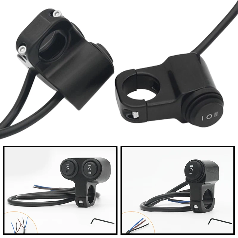 Universal 3way Switch Motorcycle ON OFF Mini Driving Light Switch With Clip Waterproof DC12V/10A Black Button for Motorcycle