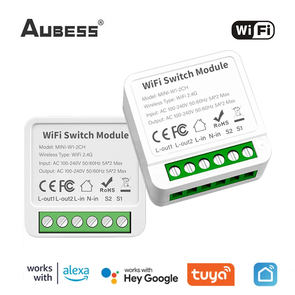 Tuya Smart WiFi Switch 10/16A 1/2/3 CH Mini Automation Breaker Module Smart Life APP Remote Control Work With Alexa Google Home