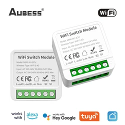 Interruptor inteligente con WiFi para el hogar, minimódulo de automatización de 10/16A, 1/2/3 canales, Control remoto por aplicación Smart Life, Alexa y funciona con Google Home, Tuya