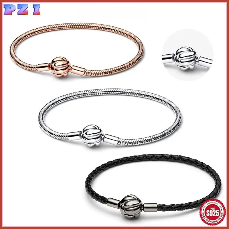 

New 925 Silver Original 16-21CM Concentric Knot Snake Bone Series Bracelet Bracelets for Women Fit DIY Charms Birthday Jewelry