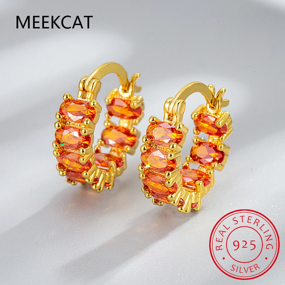 

Серьги-кольца овальной огранки из натурального желтого цитрина из стерлингового серебра 925 пробы для женщин, полный эллипс, драгоценный камень, ювелирные изделия Huggies