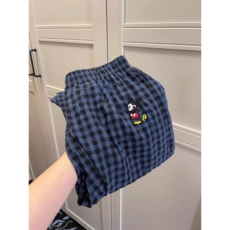 

Loose Fit Autumn Winter Large Size Men's Casual Pants Thin Plaid Comfortable Home Clothes Spwear High Waist Straight Leg