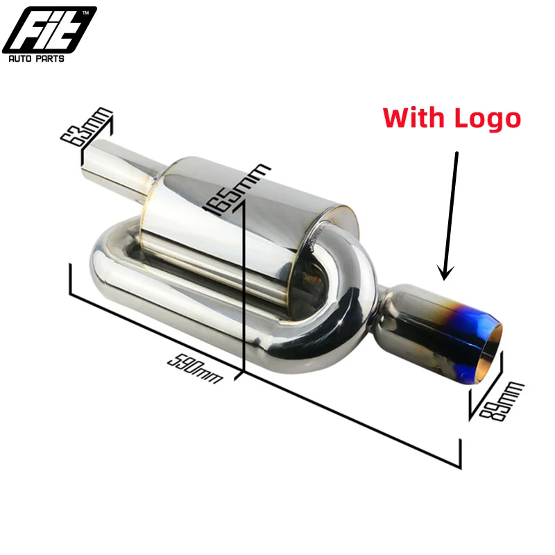 1pcs Car S-Flow Sport Muffler Stainless Steel Mugen Deep Low Sound Muffler Tail Pipe