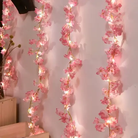 LED Cherry Blossom Lamp String Yard Light New Year Decor Festival Garden Lawn Indoor LED Outdoor Home Wedding Decorative Lights
