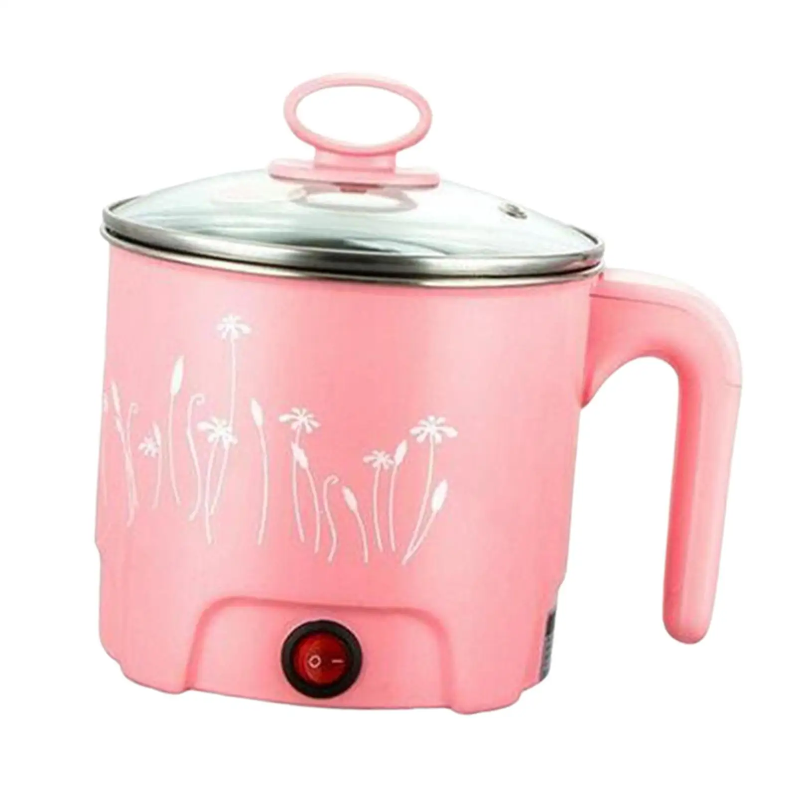 Mini Electric Cooking Pot  Noodle Cooker 220V EU Plug Pink_Dia.18cm