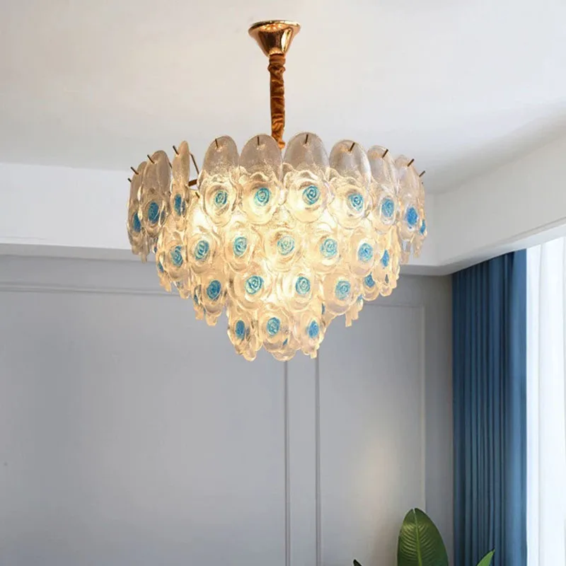 Modern Luxury Lustre Led Glass Chandelier Living Dining Room Rose Pendant Lights Indoor Decoration Home Hanging Lamps Luminaire