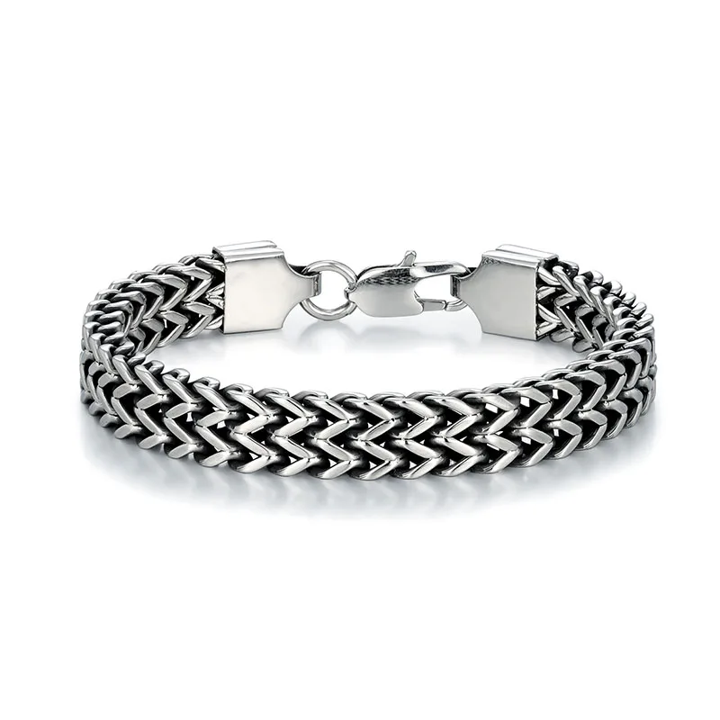 

Fashion Jewelry Stainless Steel Hand Bracelet Double Layer Woven Dragon Bone Chain Chain Secure Lobster Clasp For Men Jewelry