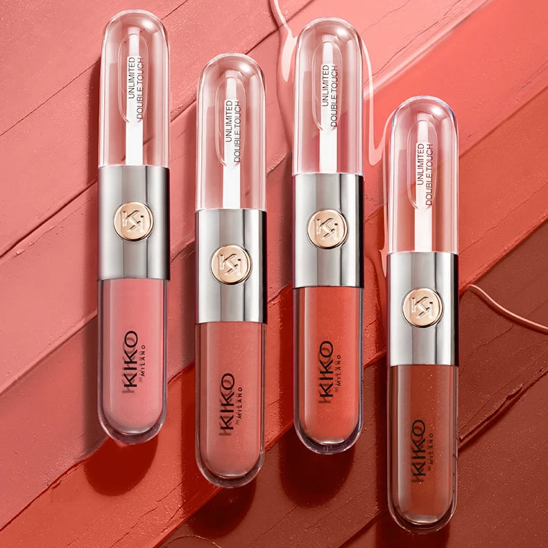 Kiko Unlimited Double Touch Liquid Lipstick Transparent Mirror Lip Gloss Oil Sexy Rich Paste Naked Milk Tea Currant Red Makeup