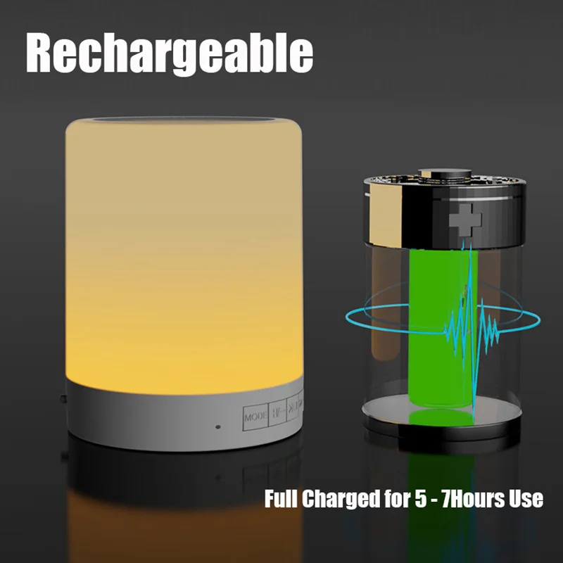 Wireless Speaker Night Light Room Decorate RGB LED Ambient Light Rechargeable Bluetooth Speaker Pat Lamp For Bedside Desktop