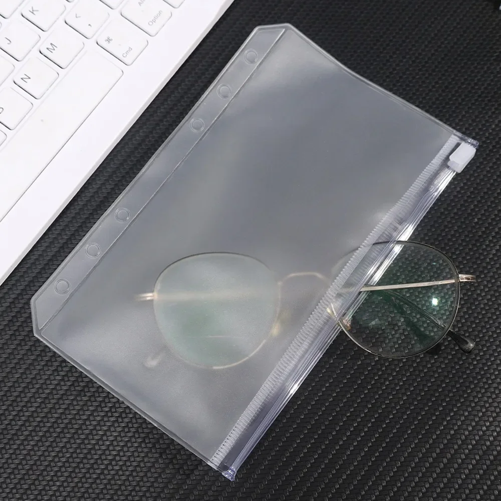 2-24Pcs Clear Binder Pockets A6 6-Hole Waterproof PVC Organizer Cash Budget Envelopes Zipper Binder Pouches for Notebook Planner
