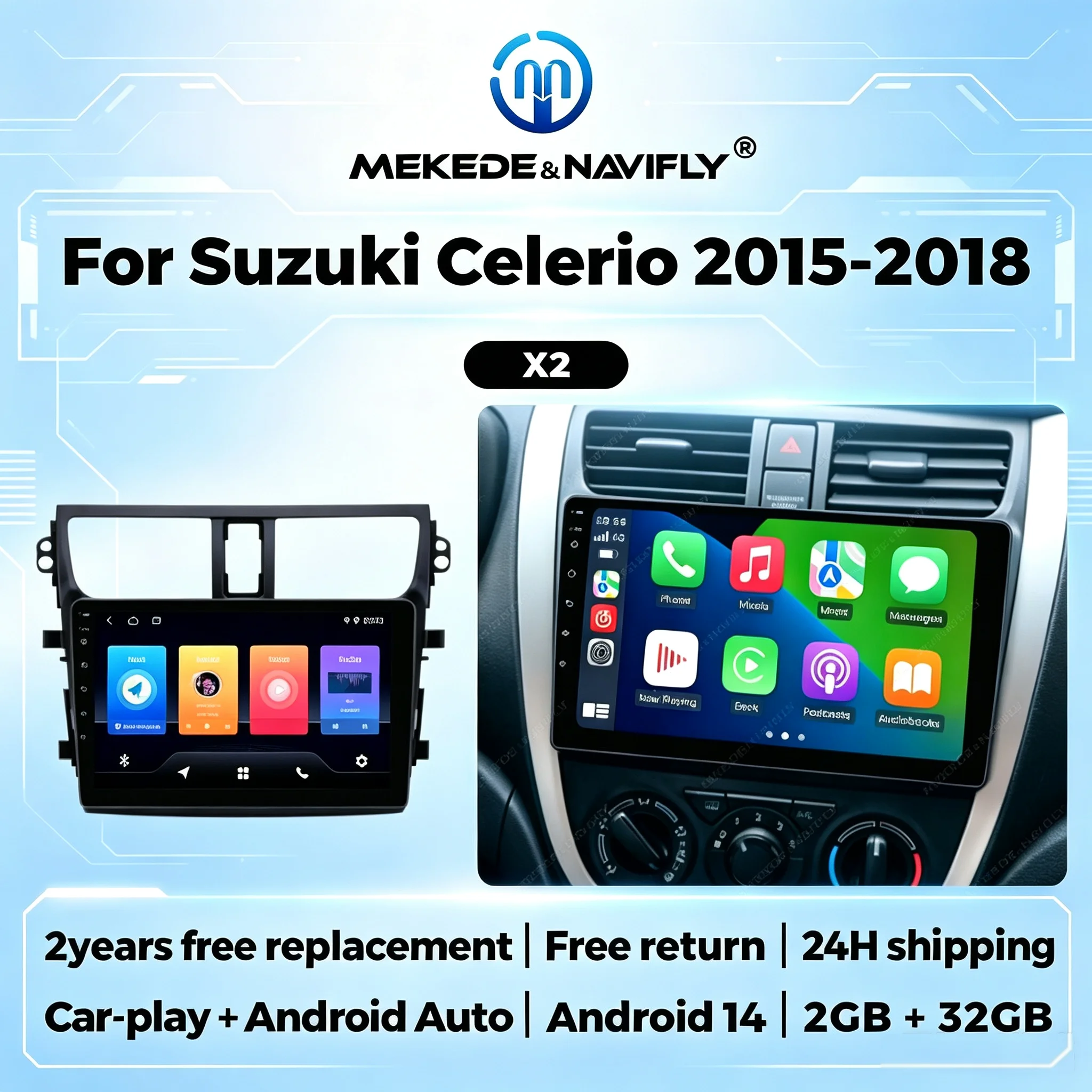 Android Auto Car Play Car Radio Stereo For Suzuki Celerio Cultus 2015-2018 Wireless Carplay GPS Navigation Multimedia Player BT