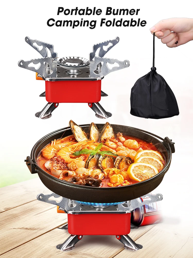 

Portable Burner Camping Foldable Mini Burner Camping Stove Strong Fire Power Outdoor Picnic Gas Stoves Barbecue Tourism Supplies